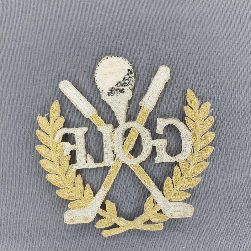 Unbranded 'GOLF' Gold Silver Grecian Leaves 3"x3" Iron-On Patch