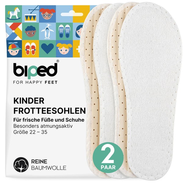 biped 2 Pairs of Children's Barefoot Soles, Terry Cloth Insoles