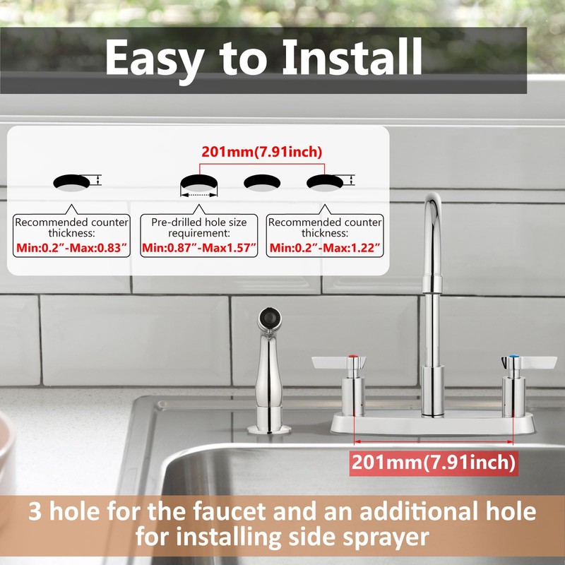 GBBNE Kitchen Faucet with Sprayer 2 Handle Kitchen Sink Faucets