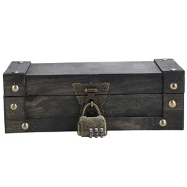 Brrnoo Vintage Storage Box, Antique Style Jewellery Organiser Retro Treasure Chest Decorative Treasure Chest with Lock Home Decoration Chest Box Suitcase Holder Jewellery Gift Box (6702A-DH)