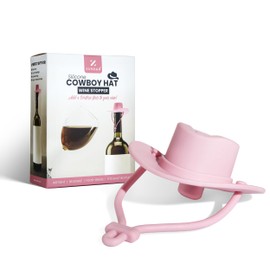 Silicone Cowboy Hat Wine Bottle Stopper – Pink – Reusable Wine Saver Cap for Standard Bottles – Western Novelty Gift for Wine Lovers – Airtight Silicone Cork – by ZUHSAN