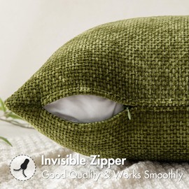 MIULEE Pack of 2 Olive Green Decorative Pillow Covers 18x18 Inch Soft Chenille Couch Throw Pillows Farmhouse Cushion Covers for Home Decor Sofa Bedroom Living Room