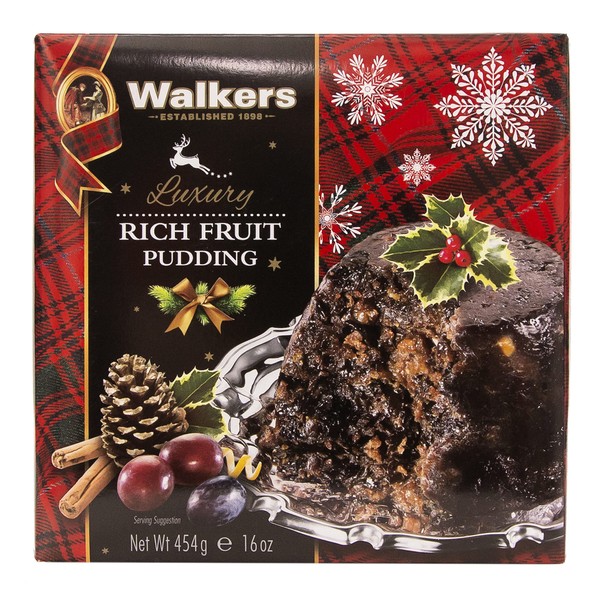 Walker's Shortbread Rich Holiday Fruit Pudding, Luxury Holiday Treat, 16 Oz Box