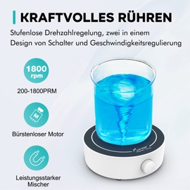 Labfish Magnetic Stirrer Laboratory 200-1800PRM Laboratory Magnetic Stirring Max Stirring 3000 ml Capacity Magnetic Mixer with 3 Pieces Magnetic Stirrer Sticks for Laboratory and Homebrew