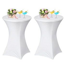 AMFUN 1 Piece Cocktail Tablecloth, Bar Table Covers, Square Corners, Bar Table Covers for Bar, Wedding, Cocktail Party, Banquet, Stretch