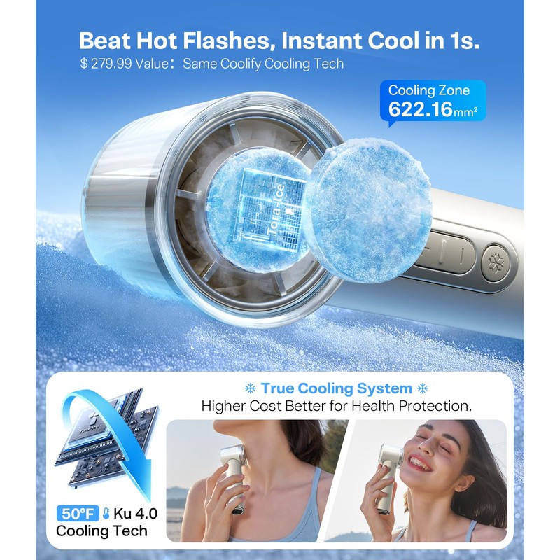TORRAS COOLiFY Iva Go 2026 Handheld Fan with Ice Cooler,