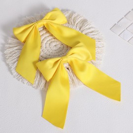 Yellow Hair Bow Clips 4" Silky Satin Polyester Ribbon Bowknot Alligator Barrettes Hairpins for Toddler Teen Girls Women Kids Summer Back School Easter Dress Decor Accessory Gift
