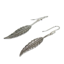 NOVICA Artisan Handmade Sterling Silver Dangle Earrings Unique No Stone Thailand [2.1 in L x 0.3 in W] ' Fly Free'