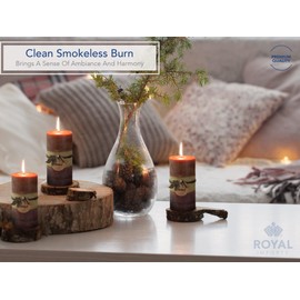 Royal Imports 3" x 6" Pillar Candles for Fall, Thanksgiving Holiday Décor, Rustic Farmhouse Wedding & Home Decoration, Unscented Dripless & Smokeless, Set of 6, Brown Autumn Ombre Wax