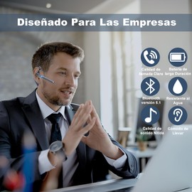 CYPODEW Audífonos Inalámbricos Bluetooth 5.1, Auricularescon Micrófono, Reducción de Ruido CVC8.0 con Caja de Carga con Pantalla Digital LED para Conducción, Oficina, Todos los Smartphones y Tabletas