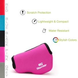 MegaGear ''Ultra Light'' Neoprene Camera Case Bag with Carabiner for SONY NEX5, NEX5N, NEX5R with 16-50 LENS (Magenta)