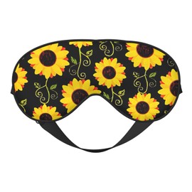 BREAUX Stylish Floral Sunflower print Sleeping Eye Mask, Double Sided Blackout Eye Mask, Travelling Sleeping Mask