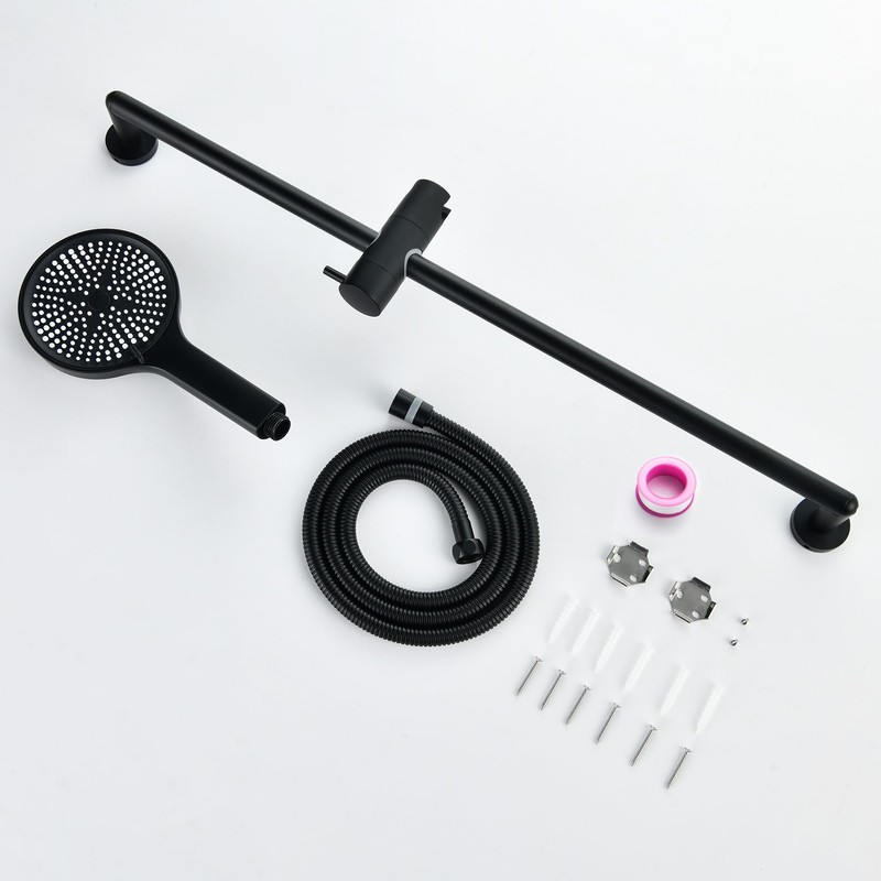 DOUBLUOEG Hand Shower with Slide Bar, Matte Black 26 Inch