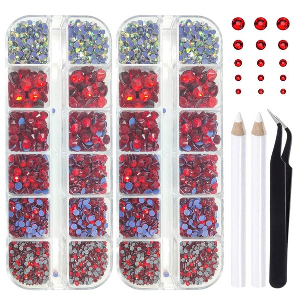 Liliume Hotfix Rhinestones 2 Boxes of 6890 Pieces Red Hotfix