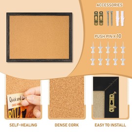 DOLLAR BOSS Large Cork Board for Wall - 48 X 36 Inches, Rustic Wooden Frame Large Bulletin Board, Decorative Hanging Pin Board for Office & Home Decor, Black