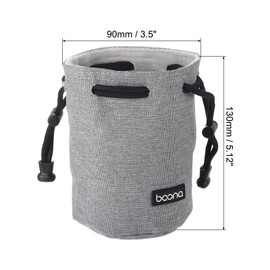 PATIKIL Soft Drawstring Lens Case, Lens Pouch Bag with Cotton Pad 3.5" OD Thick Fleece Cloth Camera Lens Bag for SLR Lens Water Cups, Grey