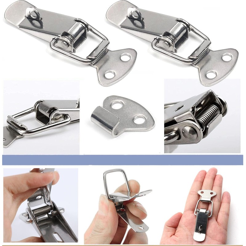 Litensh 4PCS Stainless Steel Tension Clasp with Hole for Padlock,