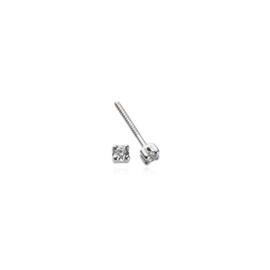 Mondepetit - 9ct White Gold Cubic Zirconia 2 mm Children's Baby Earrings shine