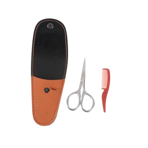 2pcs Stainless Steel Beard Scissors Set Leather Case Precision Scissors