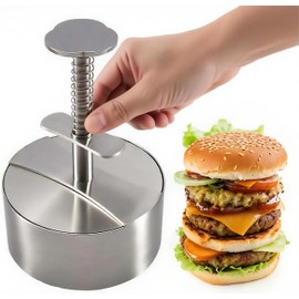 304 Stainless Steel Burger Press, 3.9 Inch Adjustable Hamburger Patty Maker with 150 Pieces Burger Paper, High Performance Moulds for Making Beef, Vegetables, Meat, BBQ