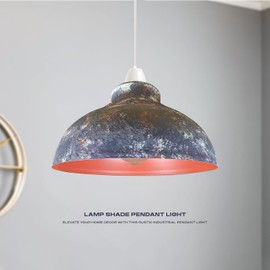LEDSone Industrial Ceiling Pendant 29cm Metal Lampshades Retro Vintage Style Curvy Shaped Pendant Lamp Shade for Pendant Ceiling Lights (Satin Nickel)