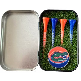 SportzCollectables.com Florida Gators.. Golf Ball Marker in Gift Tin with 4 Gator Tees... Gift Box