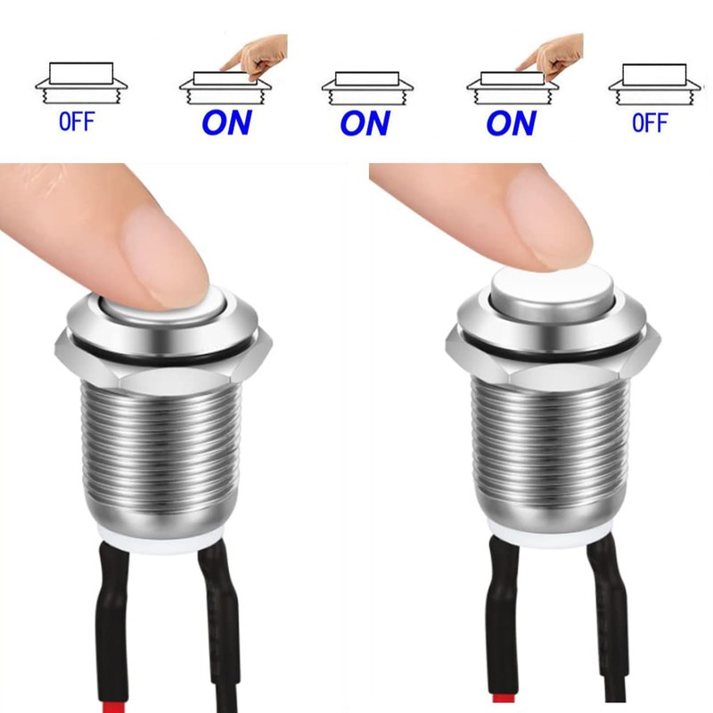 5 Pieces Brass Nickel-Plated Button On Off 12 mm 2
