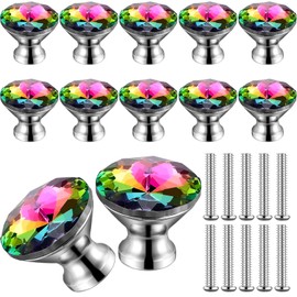 Jetec 20 Pcs Crystal Drawer Pulls Cabinet Knobs 30mm Diamond Dresser Knobs for Dresser Drawers Kitchen Bookcase Wardrobe(Colorful,Elegant Style)