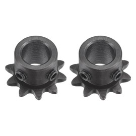 sourcing map #25 Chain Roller Sprocket, 10mm Bore 1/4" Pitch 10 Tooth Single Strand Chain Sprocket, C45 Carbon Steel 25 Roller Chain Sprocket with Set Screws for ISO 04C Chain, 2Pcs