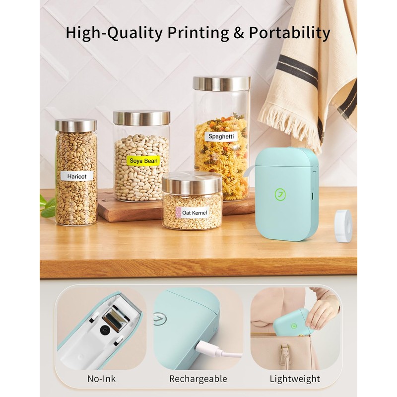 JADENS Label Maker Machine, JD-11 Compact Bluetooth Portable Label Printer