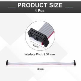 sourcing map 4 Pcs IDC Flat Ribbon Cable, 2.54mm Pitch 15mm Width 30cm Long 12 Pin FC to FC Flat Ribbon Connector Jumper Wire for PC, LED Displays