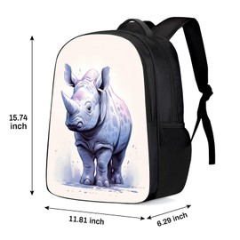 ALIFAFA Children Cute Rhino School Backpack for Preschool, Kindergarten, Elementary School Boys and Girls, Kids Rhinoceros Animal Backpack Bookbag Waterproof Lightweight, 16 Inches