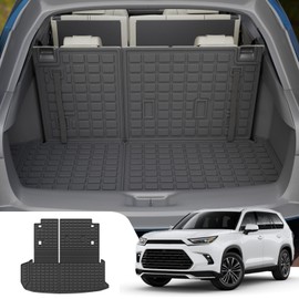 Dattumar Cargo Mat Compatible with 2024 2025 2026 Toyota Grand Highlander Trunk Mat Cargo Liner TPE Back Seat Cover Protector 2024 Grand Highlander Accessories (Trunk Mat with Backrest Mat)