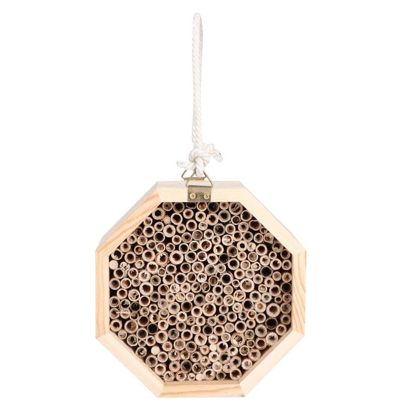 Mason Bee House Wooden Hexagon Bee Habitat Bug Room Hotel
