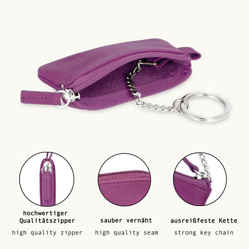 LEDEROW Leather Key Case Small with Zip for Men and