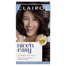 Clairol Nice'n Easy Permanent Hair Dye, 5C Medium Cool Brown Hair Color, Pack...