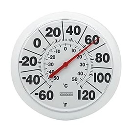 Springfield Termómetro de Esfera Grande para Interiores y Exteriores, inalámbrico con números Grandes fáciles de Leer, Esfera de 8 Pulgadas para Uso en Patio, Piscina o Interior, Acabado Blanco