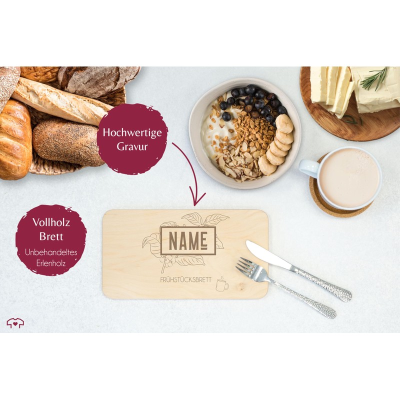 Wooden Breakfast Board – Name Breakfast Board – 22 x