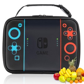 Beaulyn Lunch Box for Kids, Gamer Boys Lunch Box, Leather Insulated Boy Lunch Bag for School, Reusable and Waterproof Thermal Snack Box for School Daycare Picnic Camping for Kids Toddlers Teens