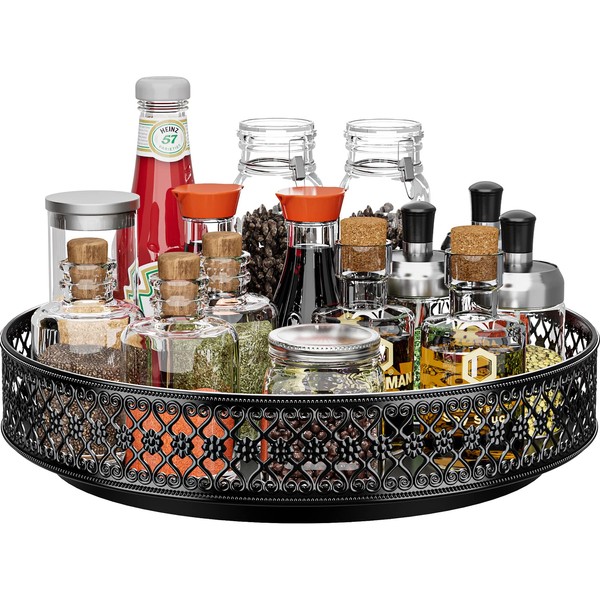 Lazy Susan Rotating Spice Rack - 360° Rotating Metal Tray