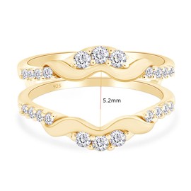 SAVEARTH DIAMONDS 1/3 Carat Round Cut Lab Created Moissanite Diamond Chevron Enhancer Guard Ring In 14K Yellow Gold Over Sterling Silver Jewelry For Women (G-H Color, 0.33 Cttw) Ring Size -10.5