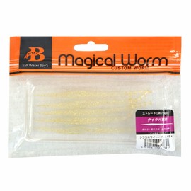 SALTWATERBOY'S (Tailaba Magical Worm Straight M Waterwaters White Gold Glitter Lure