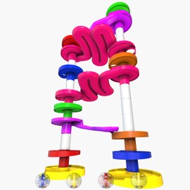 WEofferwhatYOUwant Super Ball Drop Tower – Giant Marble Run with Big Balls and Connectable Bridges – Montessori Toy for Toddlers 10M+ – Build Tall, Stable Tracks with Ease