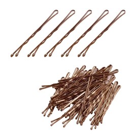 ZEVONDA Metal Hair Pins Set - 5cm Long Bobby Pins with Storage Box Hair Grips with a Smooth Surface and Round Edges for Women Girl Makeup Hair Styling, Brown, 100pcs