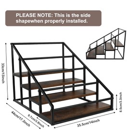 YQBRAO Coffee Syrup Rack Organizer,Coffee Bar Syrup Bottle Rack,Wine Rack,Spice Rack,Countertop Condiment Storage Rack,Rustic Brown,4 Tier 16 Bottle Coffee Syrup Holder