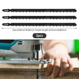 3Pcs Stichsägeblätter Holz 250mm T225B Stichsägeblätter Lang Stichsägeblatt Metall Sägeblätter Stichsäge Sägeblatt Stichsäge T-Schaft Hartstahl Stichsägen für Holz,Kunststoff und Metall