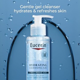 Eucerin Hydrating Cleansing Gel, Daily Facial Cleanser Formulated with Hyaluronic Acid, 6.8 Fl Oz
