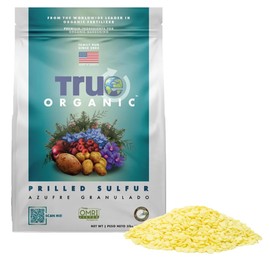 True Organic Prilled Sulfur – Organic Fertilizer for Better Plant Growth, Flowers, Vegetables, and Herbs – Lowers Soil pH – 5lb Bag Covers 1,333 Sq. Ft.
