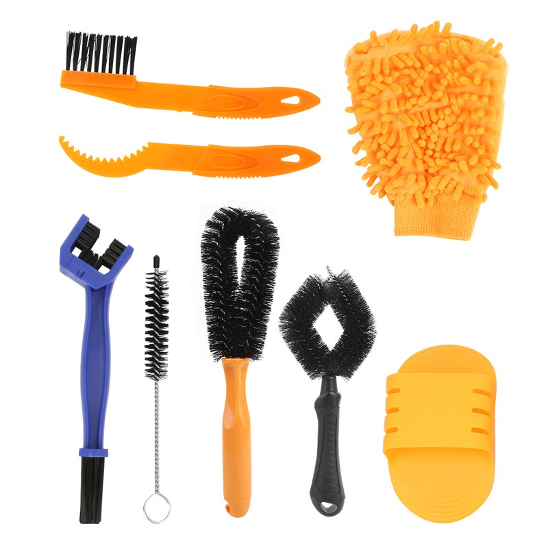 8pcs Bicycle Cleaning Tool Set Kit Bike Chain Tire Cleaning