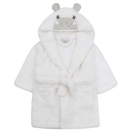 BabyTown Baby Boys and Girls Unisex Snuggle Fleece Hooded Lamb Dressing Robe 18-24 White